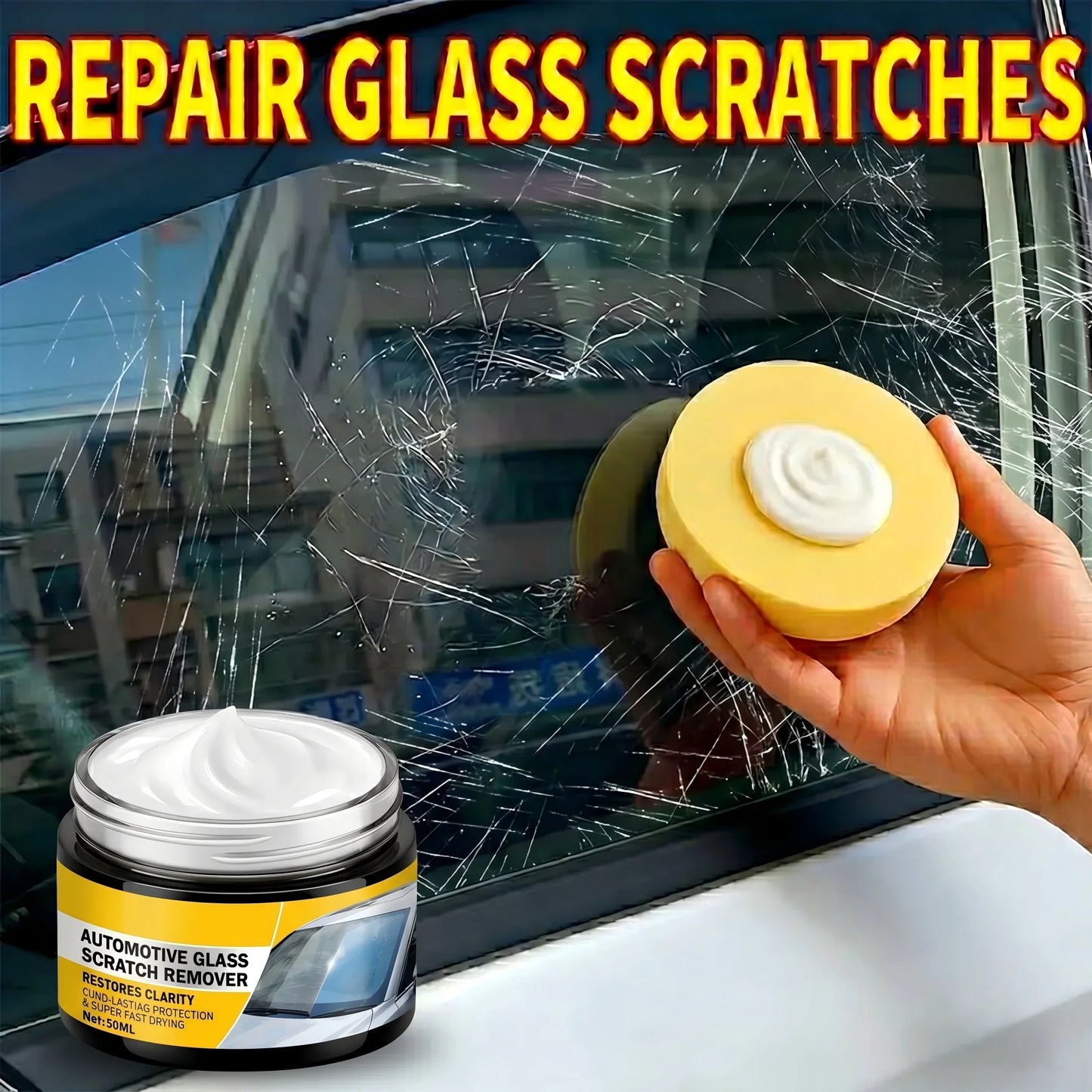 Polish / Restore / Brighten – Car Glass Scratch Repair Compound, Windshield Renovation Paste, Mirror Finish Brightener