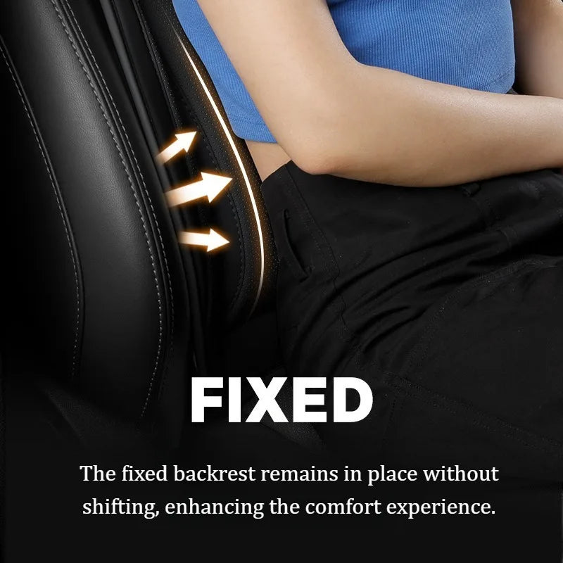 Ergonomic PU Leather Car Seat Cushion with Lumbar & leg Support Ventilated Design Storage Pockets Universal Fit for Most Cars