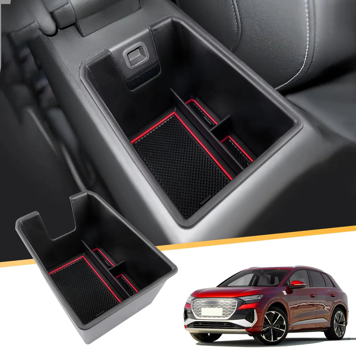 For Audi Q4 E-tron/Q5 2022-2024 Interior Organizer Storage Box Armrest Central Console Tidy Stowing Auto Accessories