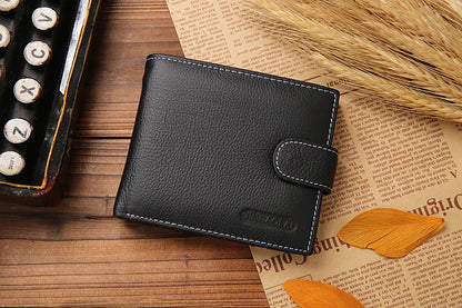 100% Genuine Leather Men Wallets Premium Product Real Cowhide Wallets for Man Short Black Walet Portefeuille Homme