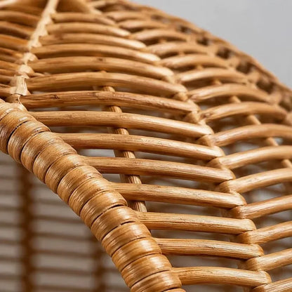 Handwoven Elevated Cat Bed with Soft Cushion & Egg Chair Shape Basket Bed Kitty House with Stand Raised Wicker House for Cats