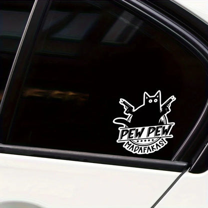 "Pew Pew Madafakas" Cat with Guns Vinyl Sticker Waterproof Decal for Laptop Water Bottle Phone Car Van Tent Wall Decor