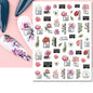 3d Nail Art Decals Watercolor Florals Purple Green Pink Flowers Leafs Fruit Adhesive Sliders Nail Stickers For Manicure