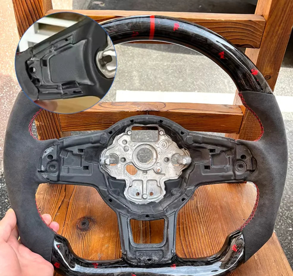 Carbon Fiber Steering Wheel Leather For Volkswagen Golf 7 7.5 GTI GTD GTE R 2013-2020 Polo GTI Tiguan Passat DSG