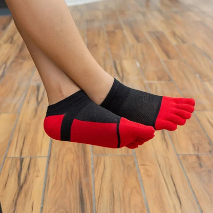1/5 Pairs Summer Toe Ankle Socks Cotton Colorful Mesh Breathable Shallow Mouth Sweat-Absorbing Deodorant No Show 5 Finger Socks