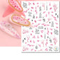 3d Nail Art Decals Watercolor Florals Purple Green Pink Flowers Leafs Fruit Adhesive Sliders Nail Stickers For Manicure