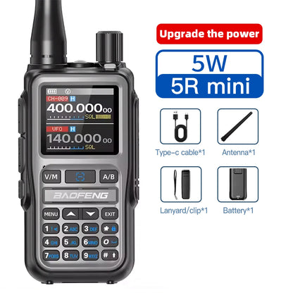 1PC Baofeng Walkie Talkie UV-5R Mini Amateur Radio Multi Band Bluetooth Programming Frequency Dual PTT AM/FM Camping Portable