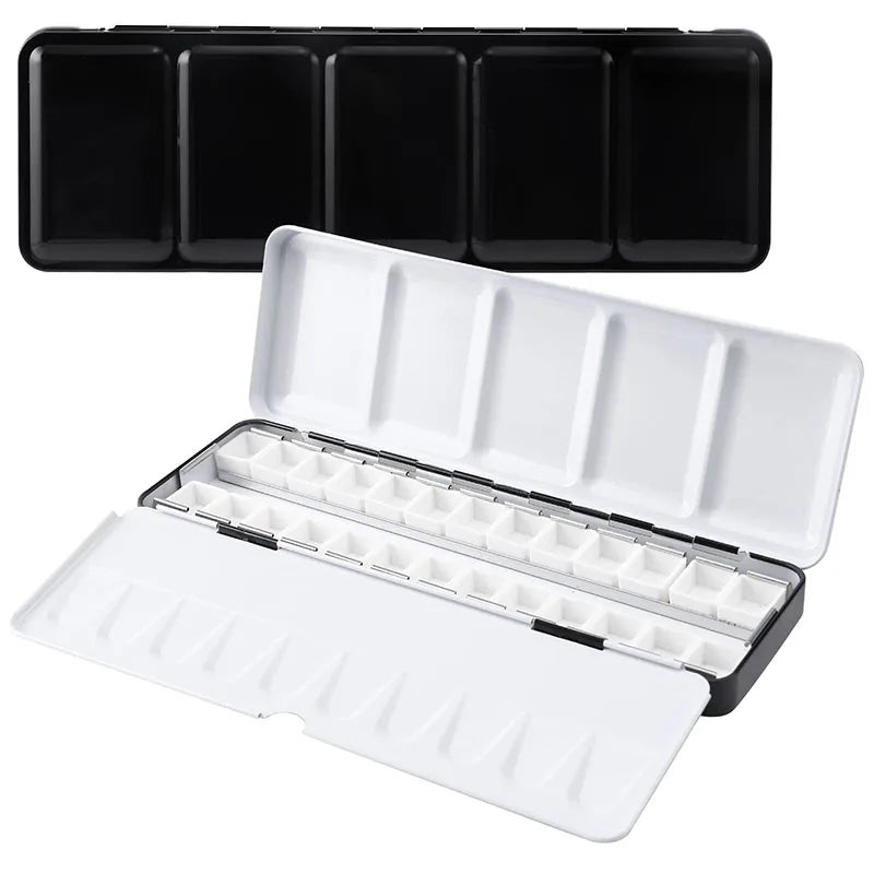 Empty Metal Watercolor Tin Palette Box With 14/26/52pcs Detachable Empty Watercolor Half Pans For DIY Travel Watercolor Palette