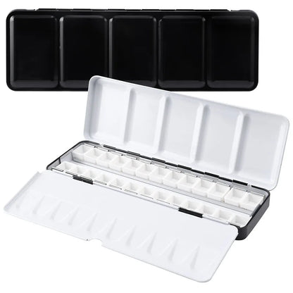 Empty Metal Watercolor Tin Palette Box With 14/26/52pcs Detachable Empty Watercolor Half Pans For DIY Travel Watercolor Palette