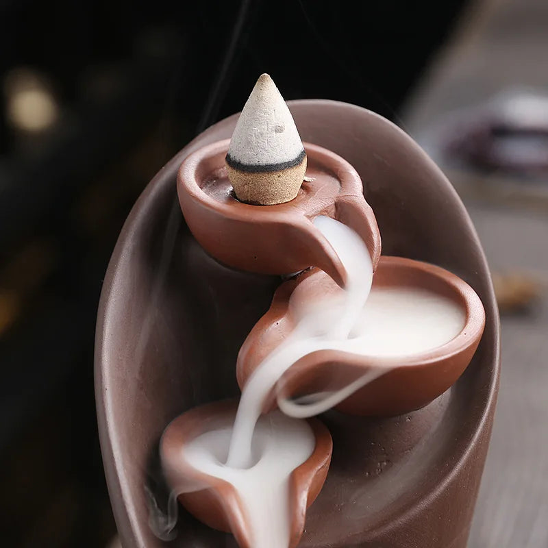 1pc Ceramic Waterfall Incense Burner Backflow Incense Burner Multifunctional Ornament (Without Incense)