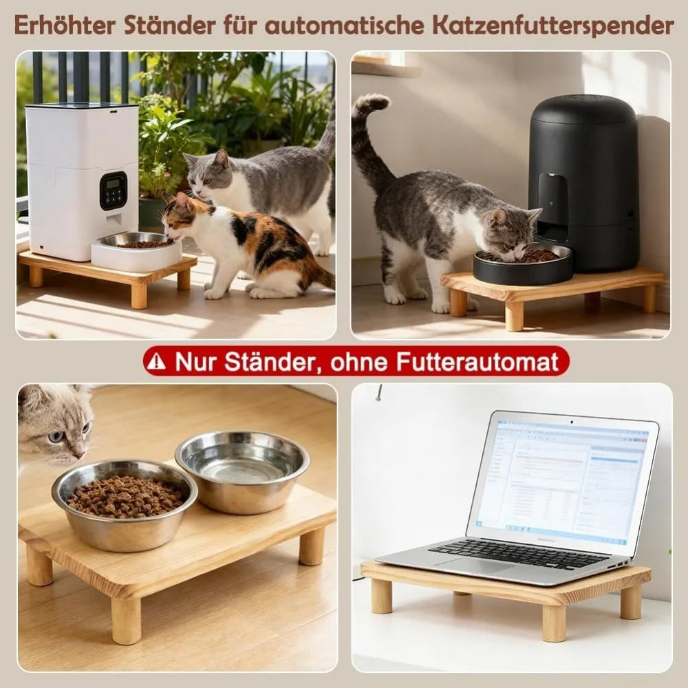 Cat Feeder Stand, Raised Stable Feeding Platform With Anti-Slip Bottom Feet, Compatible With Most Automatic Pet Food Dispensers For Indoor Cats And Household Daily Feeding Use