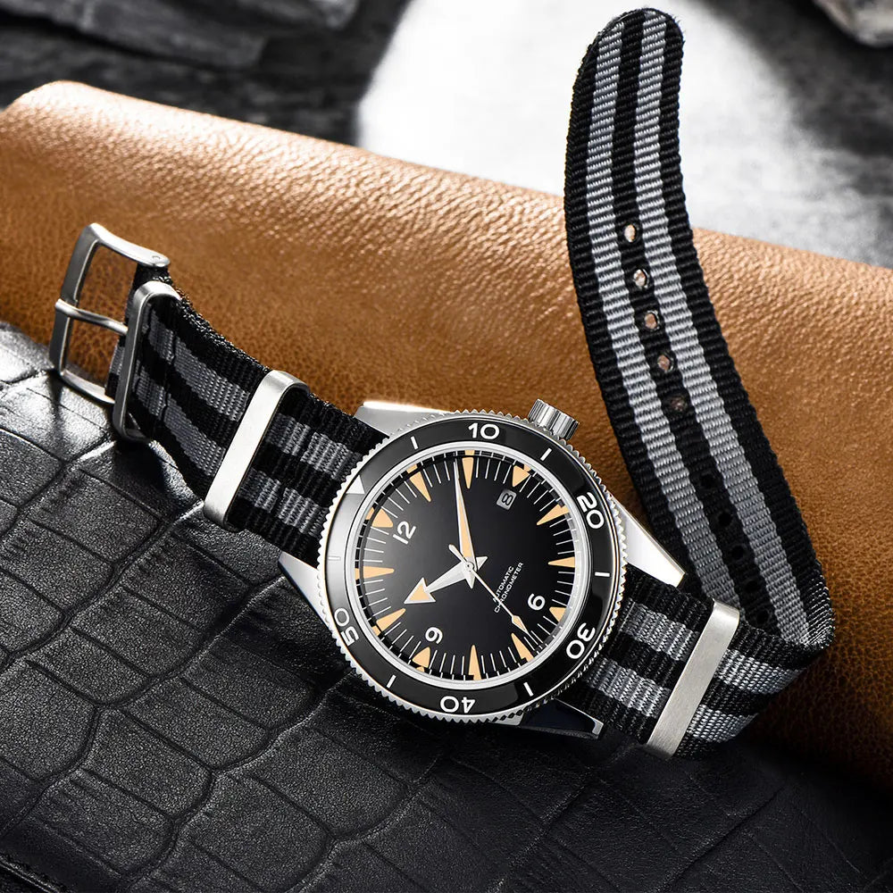 41MM Sapphire Glass 100m Waterproof Japan  Automatic Luminous Mens Watch Nylon Strap