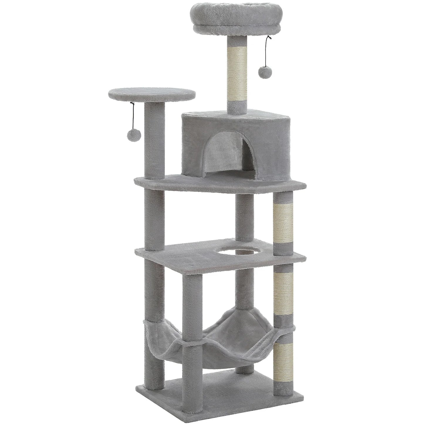 Multi-Level Cat Tree for Indoor Cats Large Cat Tower with Cozy Condo Hammock Sisal Scratching Posts Cat Scratchers Bed Cat Toys