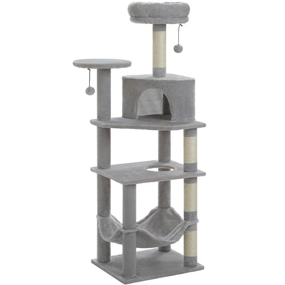 Multi-Level Cat Tree for Indoor Cats Large Cat Tower with Cozy Condo Hammock Sisal Scratching Posts Cat Scratchers Bed Cat Toys