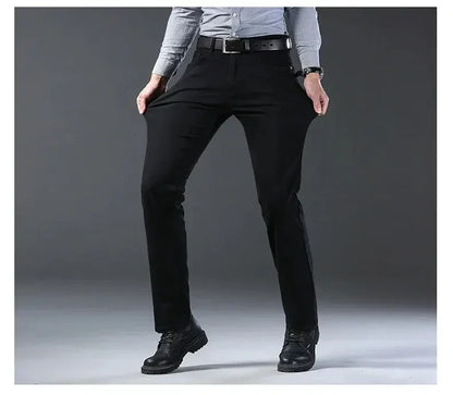 New Business‑Style Men's Jeans, Comfortable Straight Leg Stretch Denim Pants, Classic Blue Black Work Trousers, Fashion Versatile Male Clothing For Office, Business Occasions And Casual Daily Outfit