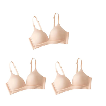 3Pcs/Set Seamless Bras For Women Non-wire Push-Up Bra Glossy Deep V Underwear Fixed 3/4 Cup Comfort Daily Wear Lingerie S-XXL