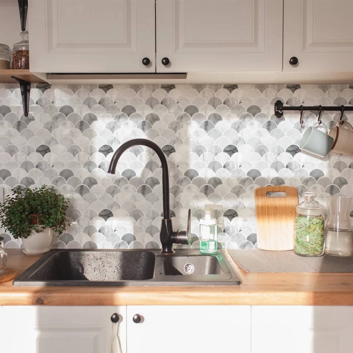 1/10/20pcs Self Adhesive Wall Tiles, Heat Resistant Peel And Stick Kitchen Backsplash, Waterproof , Stickers For Home Decor