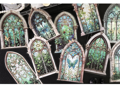 10pcs Flowers Window Sticker PET Materials Collage Junk Journal DIY Scrapbooking Supplies Aesthetics Decor Sticker