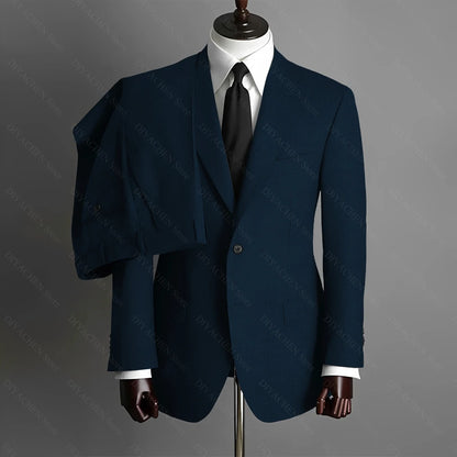 Fashion Gray Men Suits High-end Single Breasted Wedding Tuxedo Business Casual Office Male Suit Slim 2 Piece (Blazer+Pants)