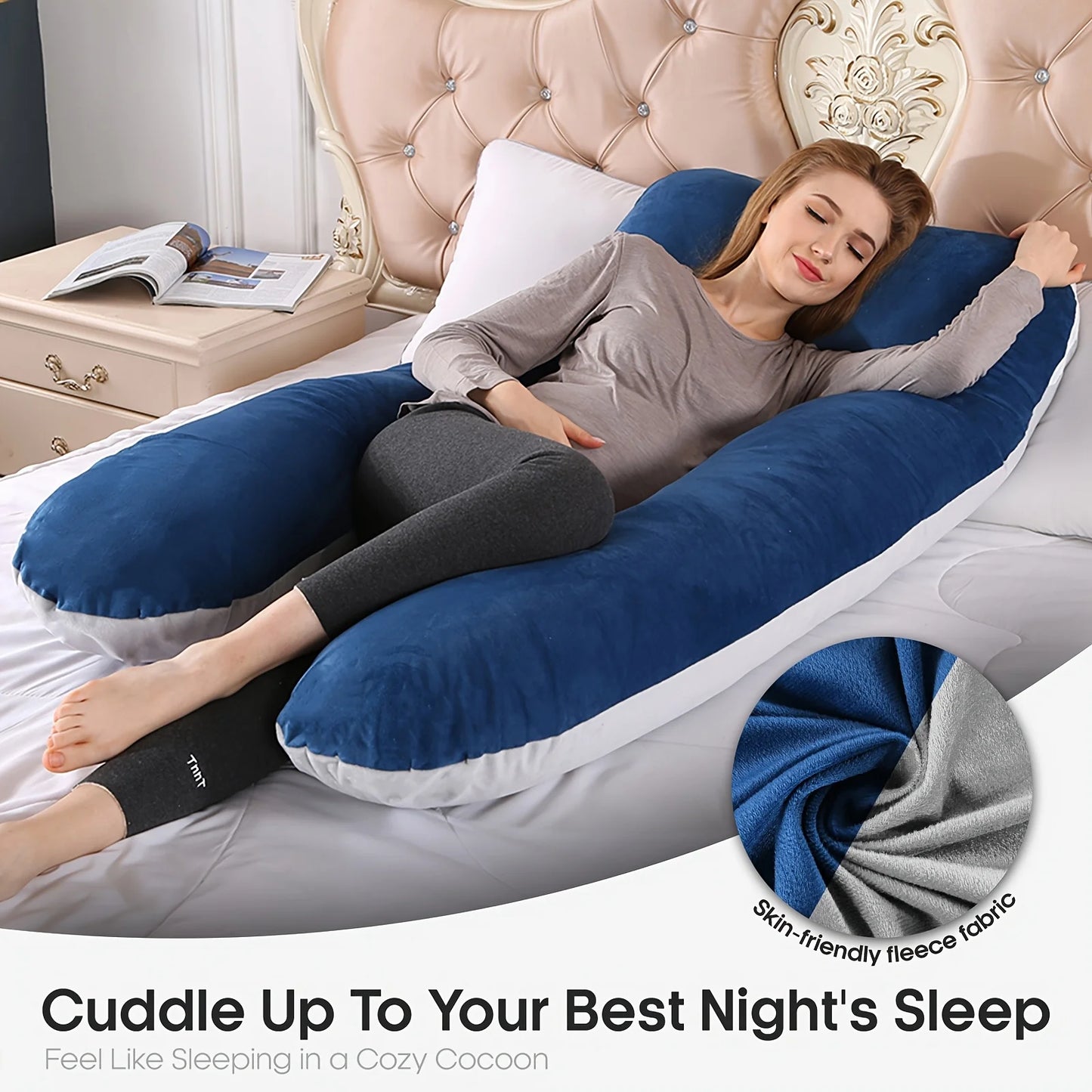 Ergonomic U Shape Pillow for Neck and Back Support, Maternity Pregnancy Body Pillow, Office Travel Sleeping Cushion for Adults