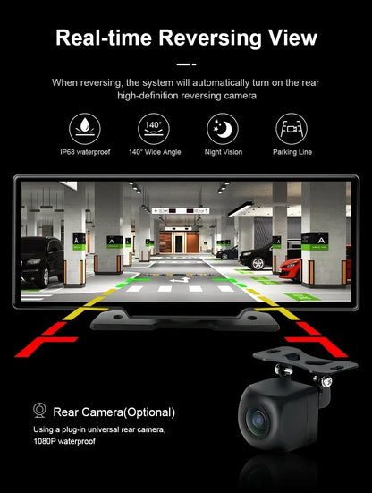 Srnubi 10.26" Dash Cam Rearview Carplay Android Auto 4K DVR Navigation Player Dual Len Recorder Dashboard WIFI BT