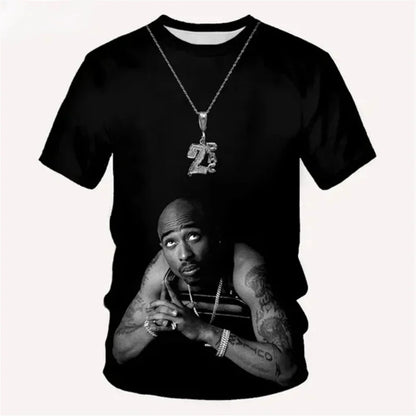 New T-Shirt Harajuku Men T-Shirt Fashion 2pac Graphic T Shirts Hip Hop Men's T-Shirts Summer Tops T-Shirts Man Designer Clothes