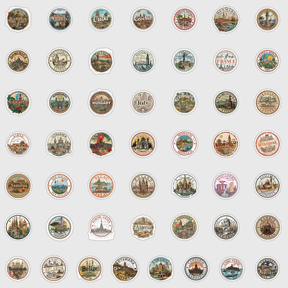 50 Pcs Cartoon Stamp Graffiti Stickers Waterproof Vinyl Decals for Laptop Phone Case Luggage Journal Gift