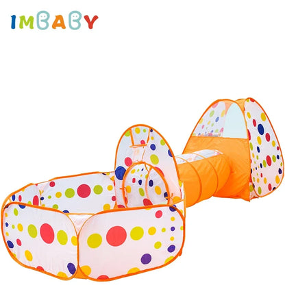 IMBABY 3 in 1 Ball Pool Folding Tent Tunnel for Children Ball Pit Playpen Crawling Tunnel Playground Corral Demgames Games Fence