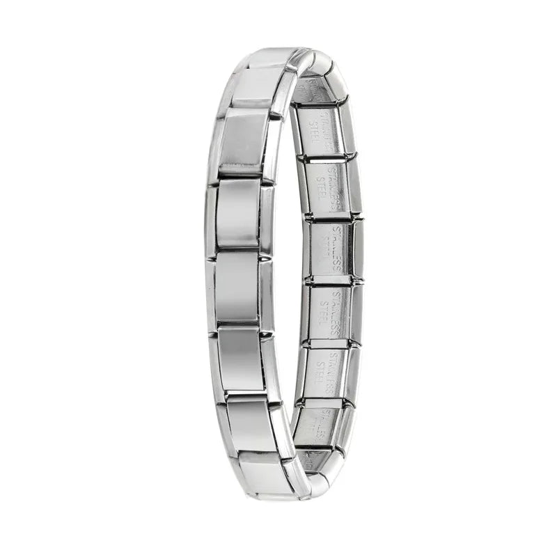 New Women's Men's Jewelry DIY 9MM Width Italian Elastic Charm Bracelet Solid Color Stainless Steel Fashion Bangle