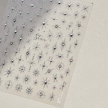 Grid Patterned Star Bowknot Cherry Polka Dot Line Colorful Geometric Five-pointed Star Adhesive Nail Art Sticker Manicure Decal