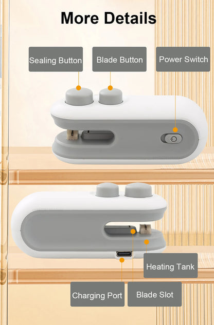 Plastic Bag Sealer Mini Portable Plastic Bags Sealing Machine Handheld Food Packaging Heat Sealer Thermal Plastic Bag Sealants