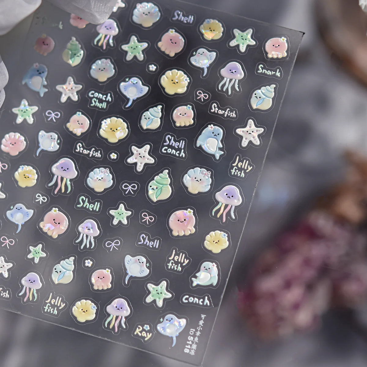 Ocean Shell Starfish Shell Conch Whale Dolphin Seahorse Coconut Tree Water Bubbles Self Adhesive Nail Art Sticker Manicure Decal