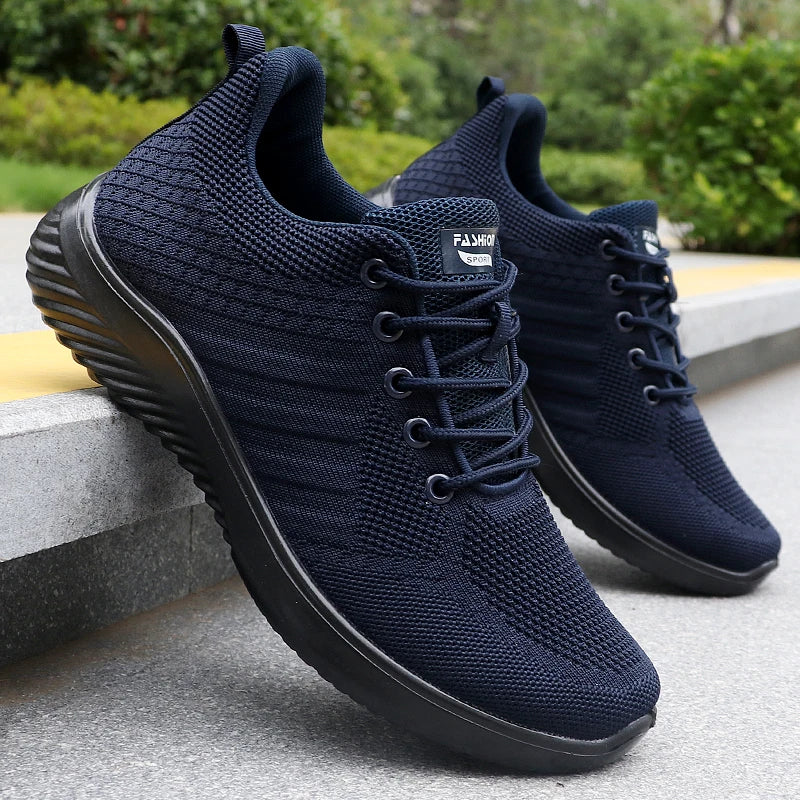 Men's Solid Lace-Up Casual Shoes, Lightweight Outdoor Sneakers Suitable for All-Season Training and Exercise, Lightweight, Breathable, Non-Slip, Ideal for Casual Walking Enthusiasts