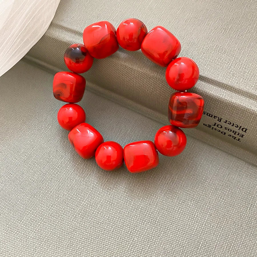 Acrylic Irregular Square Round Beaded Bracelet for Women European and American Simple Bracelet Korean Fashion Hand Accessories