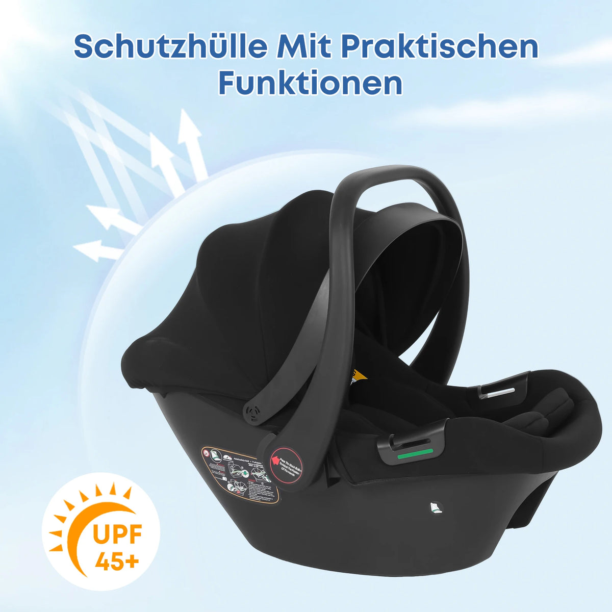 Infant Baby Car Seat Newborn 0-12 Months Max 12kg Sun Canopy Padded Seat 3-Point Safety Belt Side Protection I-Size Baby Car Sea