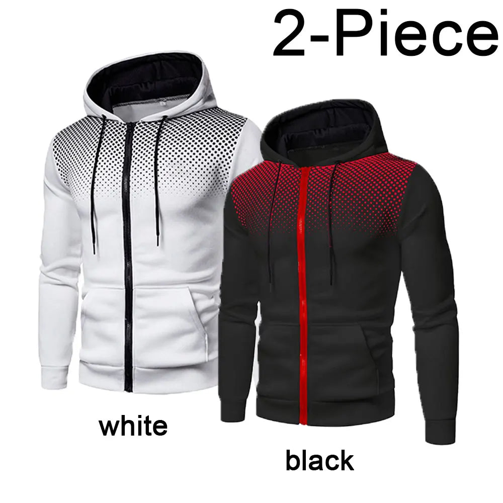 2023 Autumn and Winter New European and American Solid Color Fleece Sweater Pants Men's Casual Zipper Sports Hat Set