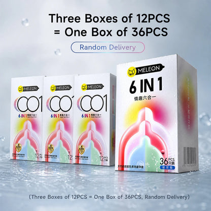 6in1 Warehouse Shipped Condoms 12Pcs/Pack  Intimate Good Sex Products Combining Particles and Threads for Pleasure