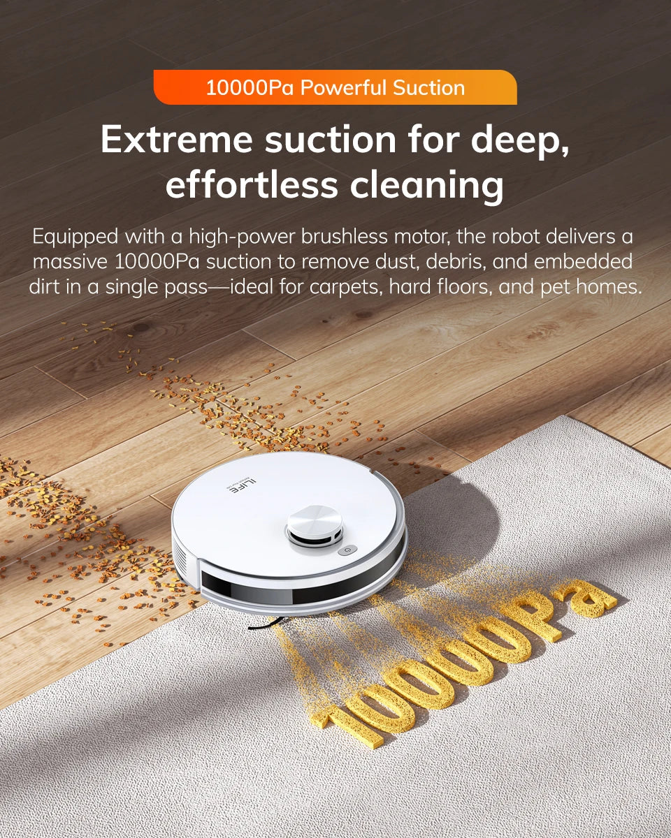 ILIFE V30 Robot Vacuum Cleaner, Laser Navigation, 10000Pa Suction, Up to 150min Runtime, APP Control, Customizable Cleaning, 2-in-1 Vacuum & Mop, No-Go Zones, Multi-Floor Mapping, Support Voice Assistance