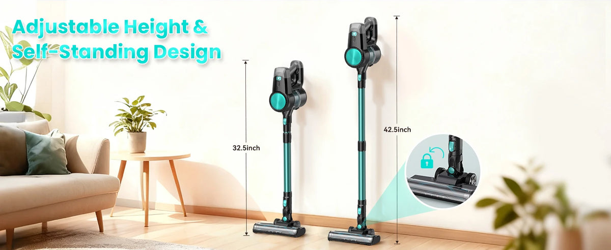 N3T Cordless Stick Vacuum 6 in 1 Handheld Vacuum Cleaner with LED Brush 40 Mins Runtime Self Standing for Pet Hair Hard Floor Carpet