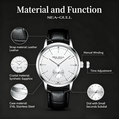 Seagull New Business Watch Men's Mechanical Wristwatches 50m Waterproof Leather Valentine Male Watches Relogio Masculino 6075
