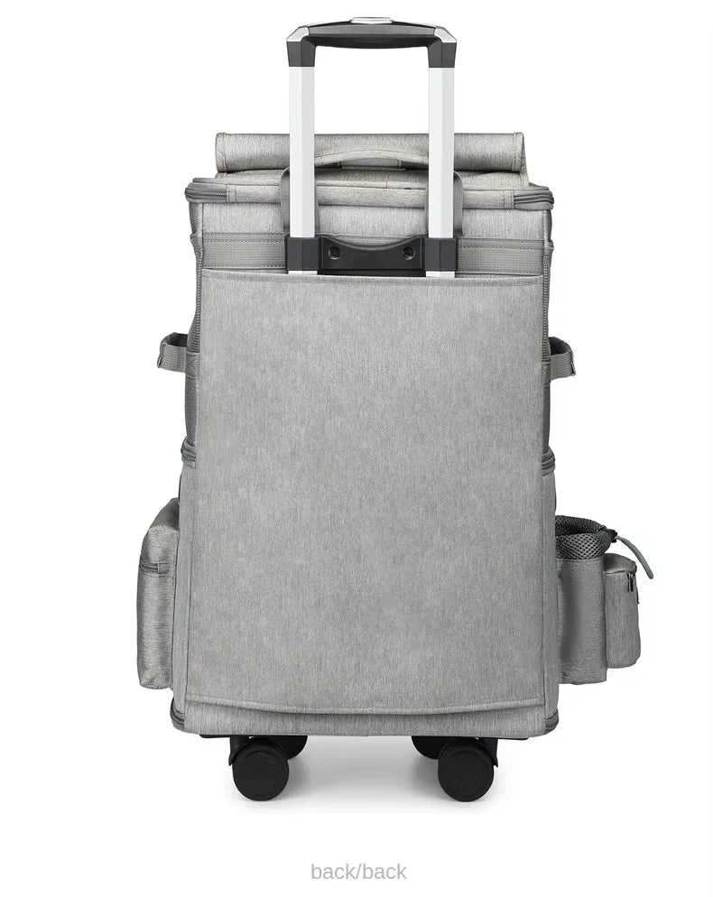 Double Backpack Foldeable Lightweight Pet Stroller For Two Dogs And Cats Outdoor Travel With 4 Wheels