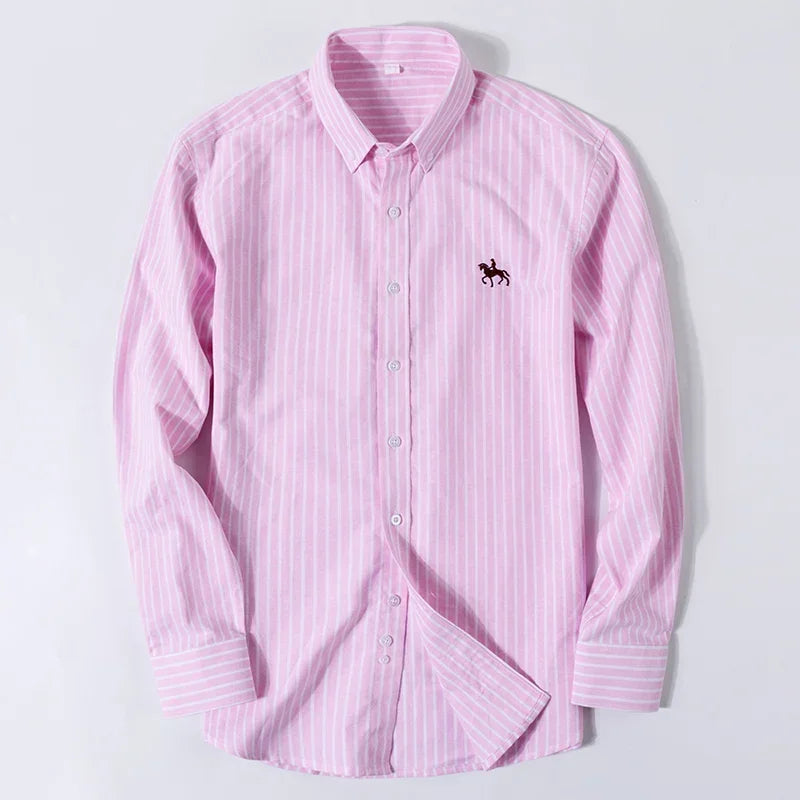 Large Size Full Men's Shirts 100% Pure Cotton Oxford Business Casual Shirt Soft Slim Fit Formal Plain Shirt Long Sleeve Clothes