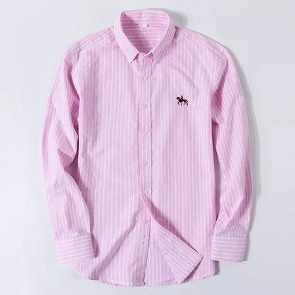 Large Size Full Men's Shirts 100% Pure Cotton Oxford Business Casual Shirt Soft Slim Fit Formal Plain Shirt Long Sleeve Clothes