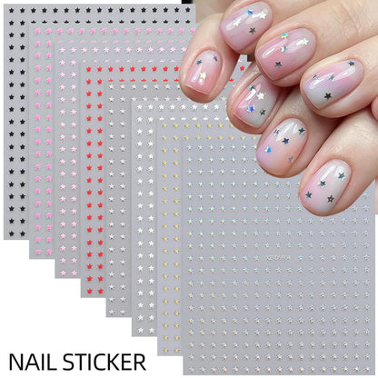 8Pcs/Set 3D Mix Colors Y2K Stars Nails Stickers 8*10cm Five-pointed Star Nail Decals Self-Adhesive Starlight DIY Nail Supplies 1