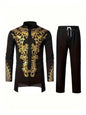 Muslim Robe Trousers The Traditional Dress of Arab Men 3D Pattern Printing Black White Yellow Navy Blue Long-Sleeved