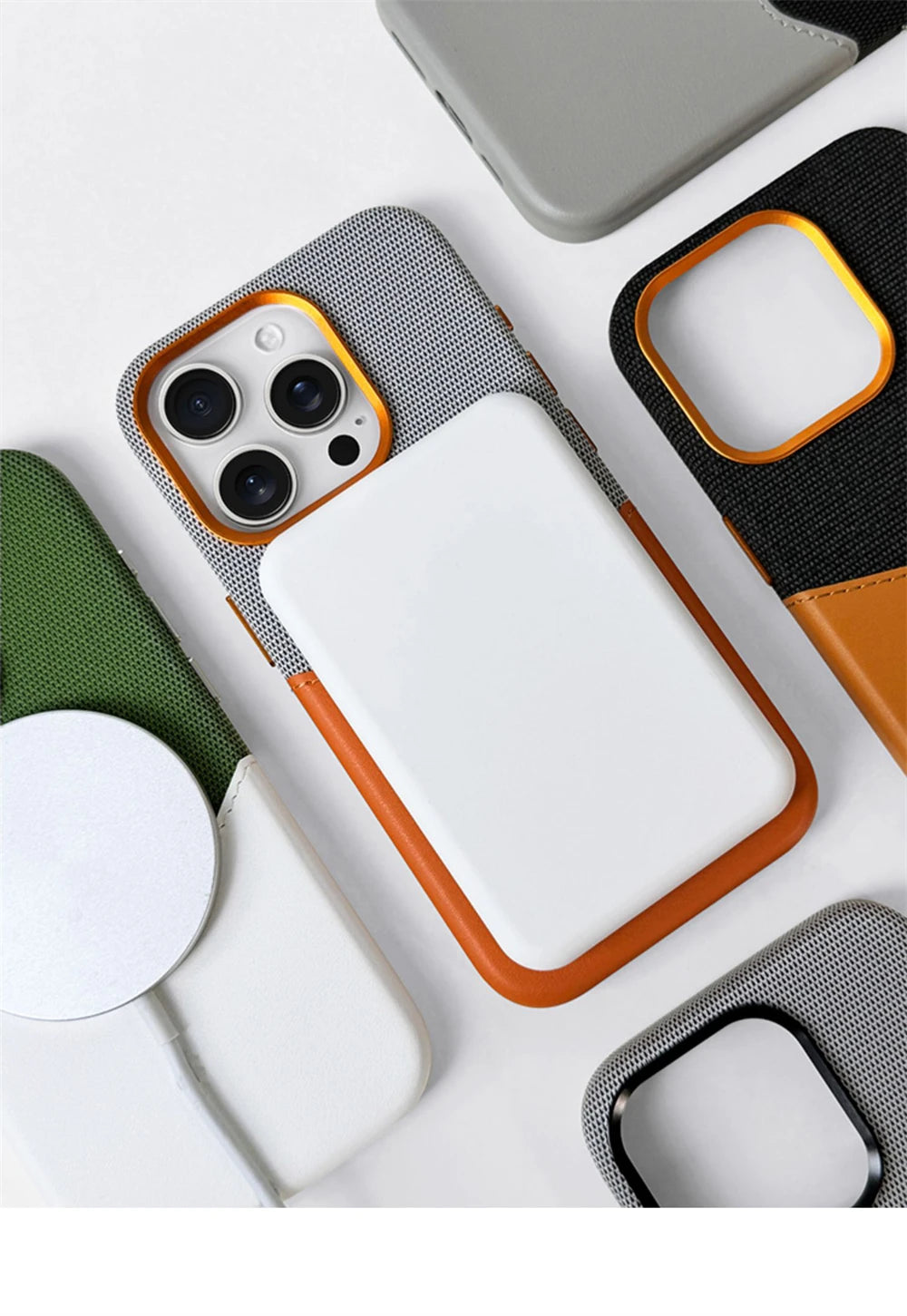 Card Holder MagSafe Leather Case For iPhone 17 Pro Max 16 15 14 Plus 13 12 Pocket Wireless Charging Alloy Lens Hit Color Cover