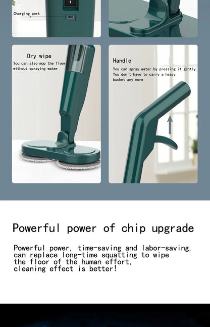 Wireless Electric Spin Mop Cleaner Automatic 2 in 1 Wet & Dry Home Cleaner Car Glass Ceiling Door Windows Floor Scrubber Machine