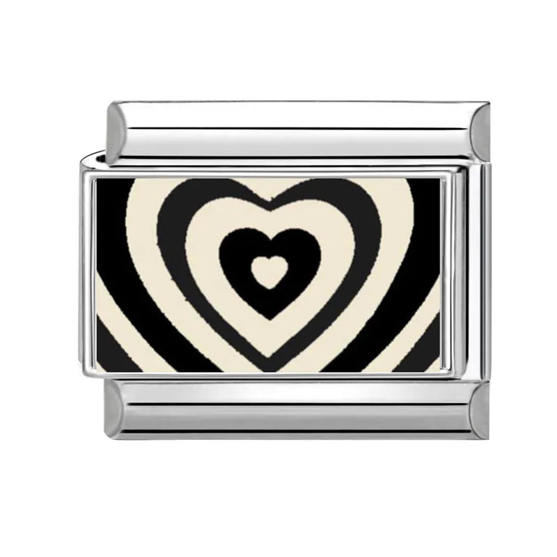 Fashion Personalized DIY Black Red Color Italian Charm Bracelet Eyes Cat Stripes Heart Bead 9mm Bracelet Stainless Steel Jewelry