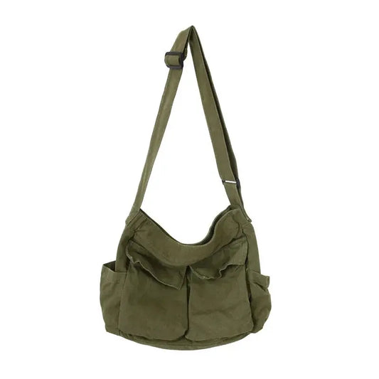Classic Vintage Canvas Shoulder Bag Women Solid Soft Travel Women Crossbody Bag Large Capacity Fashion Handbag Tote Bag Women