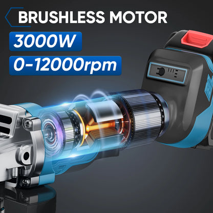 12000RPM 125MM Brushless Electric Angle Grinder Variable Speed Cutting Machine Woodworking Tool for Makita 18v Battery Pin